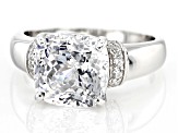 White Cubic Zirconia Rhodium Over Sterling Silver 100 Facet Cut Ring  4.75ctw