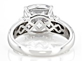 White Cubic Zirconia Rhodium Over Sterling Silver 100 Facet Cut Ring  4.75ctw