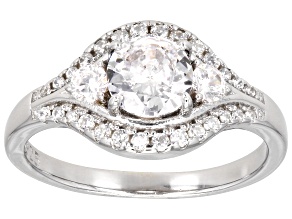 White Cubic Zirconia Platinum Over Sterling Silver Ring 1.14ctw