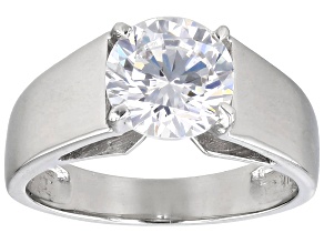 White Cubic Zirconia Platinum Over Sterling Silver Ring 3.46ctw