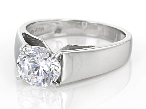 White Cubic Zirconia Platinum Over Sterling Silver Ring 3.46ctw