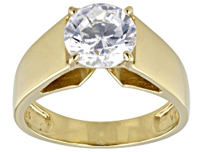 White Cubic Zirconia 18k Yellow Gold Over Sterling Silver Ring 3.46ctw