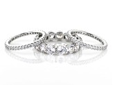 White Cubic Zirconia Platinum Over Sterling Silver Ring Set 10.99ctw