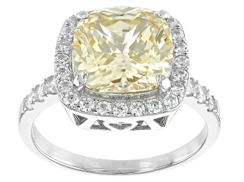 Picture of Yellow And White Cubic Zirconia Platinum Over Sterling Silver Ring 6.10ctw