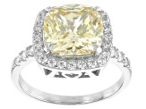 Yellow And White Cubic Zirconia Platinum Over Sterling Silver Ring 6.10ctw