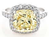 Yellow And White Cubic Zirconia Platinum Over Sterling Silver Ring 6.10ctw