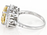 Yellow And White Cubic Zirconia Platinum Over Sterling Silver Ring 6.10ctw