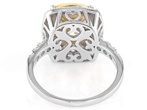 Yellow And White Cubic Zirconia Platinum Over Sterling Silver Ring 6.10ctw