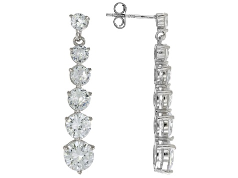 White Cubic Zirconia Platinum Over Sterling Silver Earrings 5.64ctw