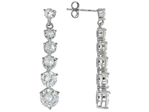 White Cubic Zirconia Platinum Over Sterling Silver Earrings 5.64ctw