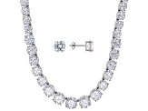 White Cubic Zirconia Rhodium Over Sterling Silver Tennis Necklace Set 80.95ctw