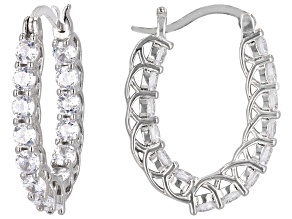 White Cubic Zirconia Rhodium Over Sterling Silver Hoops 5.60ctw