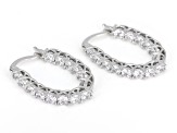 White Cubic Zirconia Rhodium Over Sterling Silver Hoops 5.60ctw