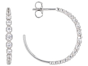 White Cubic Zirconia Rhodium Over Sterling Silver Hoops 1.28ctw