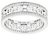 White Cubic Zirconia Rhodium Over Sterling Silver Mariner Link Ring 1.01ctw