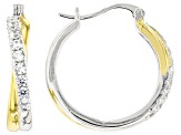 White Cubic Zirconia Rhodium And 18k Yellow Gold Over Sterling Silver Hoops 1.08ctw