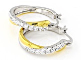 White Cubic Zirconia Rhodium And 18k Yellow Gold Over Sterling Silver Hoops 1.08ctw