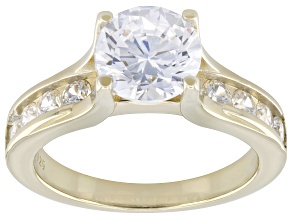 White Cubic Zirconia 18k Yellow Gold Over Sterling Silver Ring 4.12ctw