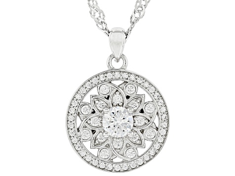 White Cubic Zirconia Platinum Over Sterling Silver Pendant 0.88ctw