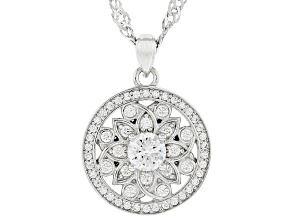 White Cubic Zirconia Platinum Over Sterling Silver Pendant 0.88ctw