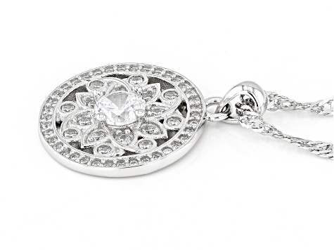 White Cubic Zirconia Platinum Over Sterling Silver Pendant 0.88ctw