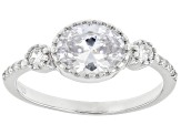 White Cubic Zirconia Platinum Over Sterling Silver Ring 2.40ctw