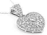 White Cubic Zirconia Rhodium Over Sterling Silver Heart Pendant 2.63ctw