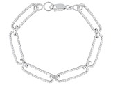 White Cubic Zirconia Rhodium Over Sterling Silver Paperclip Bracelet 1.20ctw