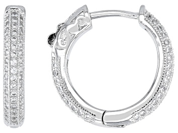Picture of White Cubic Zirconia Rhodium Over Sterling Silver Hoops 0.33ctw