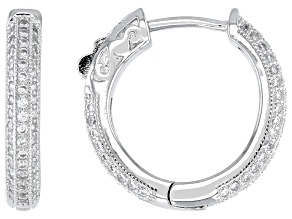 White Cubic Zirconia Rhodium Over Sterling Silver Hoops 0.33ctw