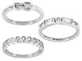 White Cubic Zirconia Rhodium Over Sterling Silver Ring Set 3.20ctw