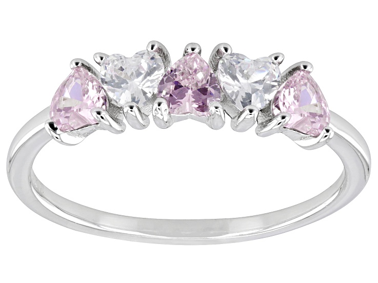 Pink And White Cubic Zirconia Rhodium Over Sterling Silver Pink And White Cubic Zirconia Rhodium Over Sterling Silver