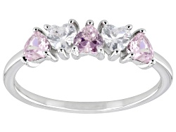 Pink And White Cubic Zirconia Rhodium Over Sterling Silver Ring 3.91ctw