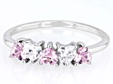 Pink And White Cubic Zirconia Rhodium Over Sterling Silver Heart Ring 0.75ctw
