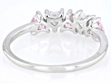 Pink And White Cubic Zirconia Rhodium Over Sterling Silver Heart Ring 0.75ctw