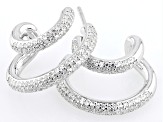 White Cubic Zirconia Rhodium Over Sterling Silver J-Hoops 2.29ctw