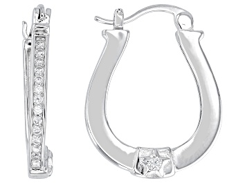 Picture of White Cubic Zirconia Rhodium Over Sterling Silver Hoops 0.41ctw