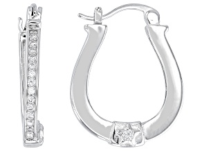 White Cubic Zirconia Rhodium Over Sterling Silver Hoops 0.41ctw
