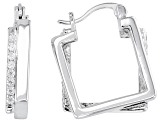 White Cubic Zirconia Rhodium Over Sterling Silver Square Hoops 0.87ctw