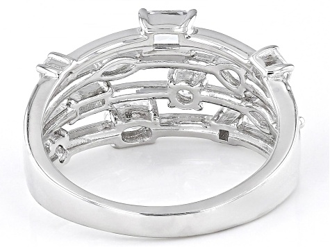 White Cubic Zirconia Rhodium Over Sterling Silver Ring 2.21ctw