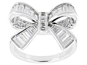 White Cubic Zirconia Rhodium Over Sterling Silver Bow Ring 2.55ctw