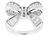 White Cubic Zirconia Rhodium Over Sterling Silver Bow Ring 2.55ctw