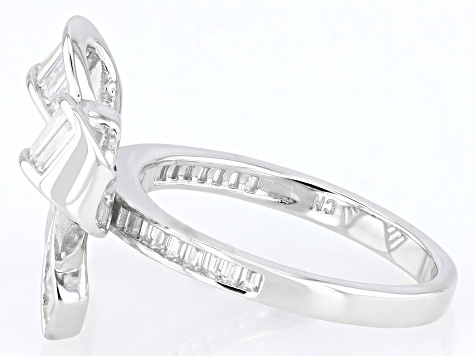 STERLING SILVER hot BAGUETTE DIAMOND BOW RING AND EARRING SET