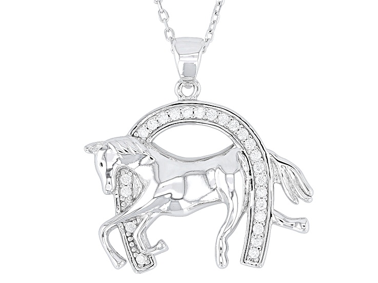 Elegant Moissanite Horseshoe Pendant Necklace In S925 Silver - Oem