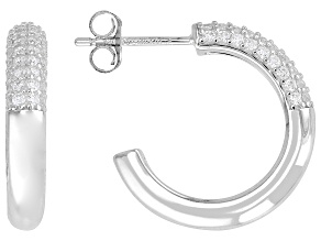 White Cubic Zirconia Rhodium Over Sterling Silver Hoops 0.35ctw