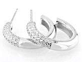 White Cubic Zirconia Rhodium Over Sterling Silver Hoops 0.35ctw