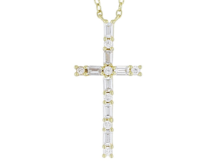 White Cubic Zirconia 18k Yellow Gold Over Sterling Silver