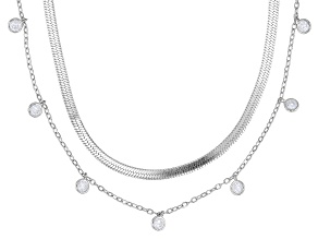 White Cubic Zirconia Rhodium Over Sterling Silver Necklace 1.05ctw