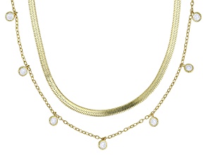 White Cubic Zirconia 18k Yellow Gold Over Sterling Silver Necklace 1.05ctw