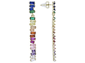 Multi-Color Cubic Zirconia 18k Yellow Gold Over Sterling Silver Earrings 1.50ctw